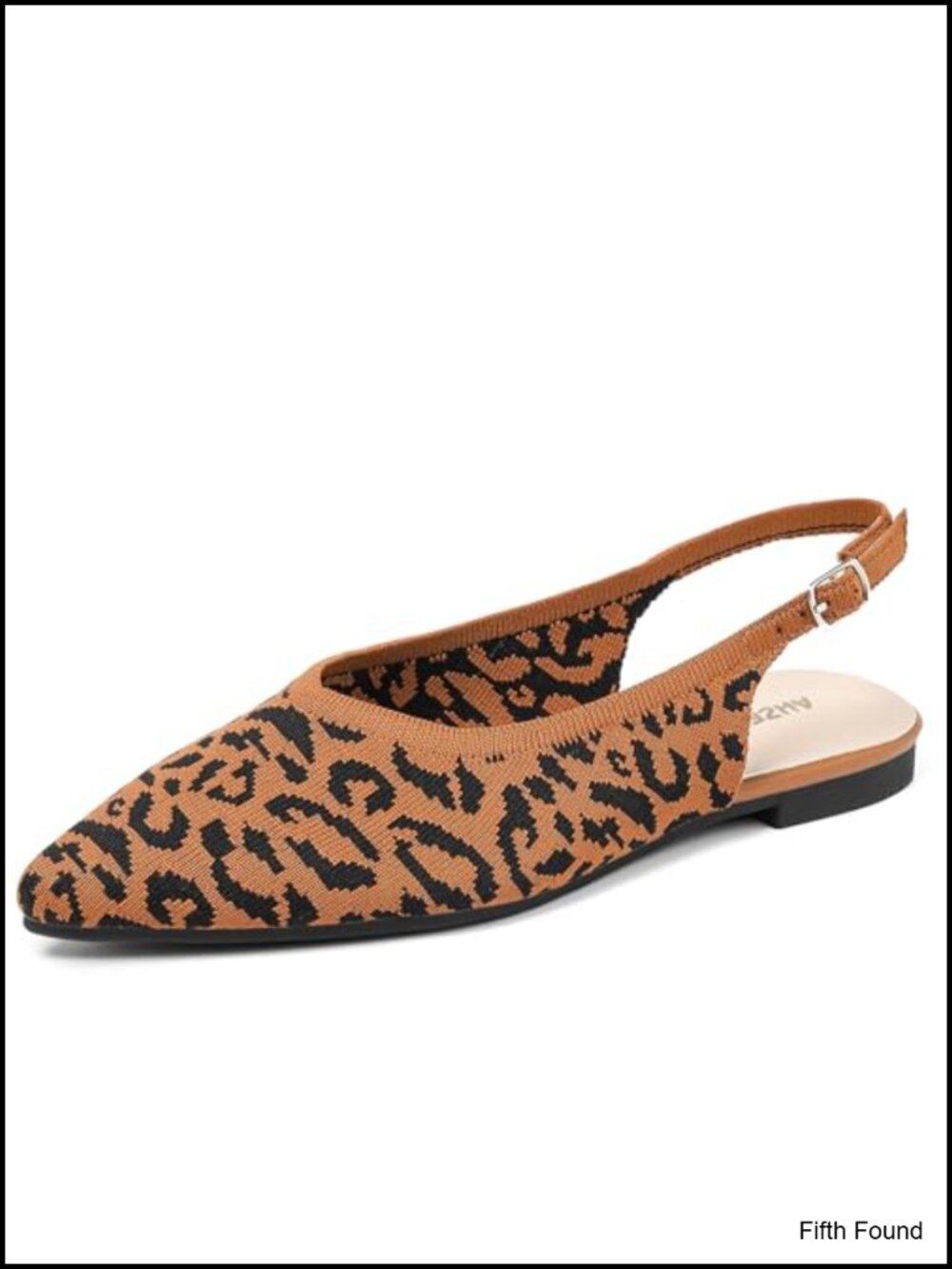 Slingback Ballet Flats Pointed Toe Adjustable Strap Knit Slip On Work Party
